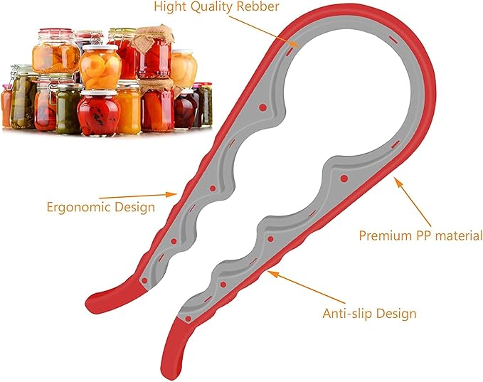 Jar Opener Bottle Opener for Weak Hands, 4&5 in 1 Multifunctional Non-Slip Can Lid Opener Tools with Silicone Jar Gripper Pad for Seniors, Children and Arthritic Hands(6-piece -set)