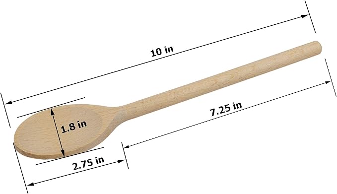Set of 3 Wooden Spoons (10-Inch) – Natural Beechwood Mixing Spoons for Cooking, Baking & Stirring – Durable 0.45" Thick Handle & 1.9" Wide Head – Scratch-Free Utensils for Nonstick Cookware