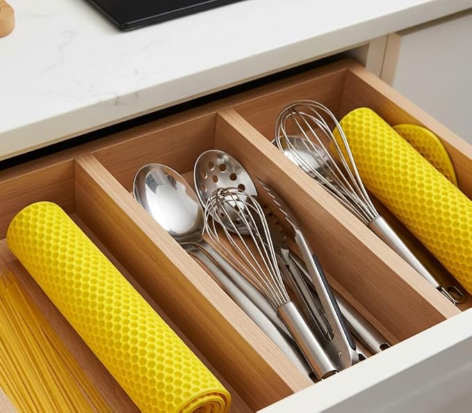 6-Pack Silicone Trivet Mats, Heat Resistant Hot Pads, Dishwasher Safe Kitchen Mats, BPA-Free Pot Holders for Table, Countertop, Stove, Honeycomb Design (Yellow, 7" Square)