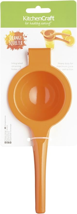 KitchenCraft Healthy Eating Handheld Orange Squeezer, Manual Citrus Juicer, Fresh Orange Juice Maker, Cooking & Baking Accessories, Strong & Dishwasher Safe
