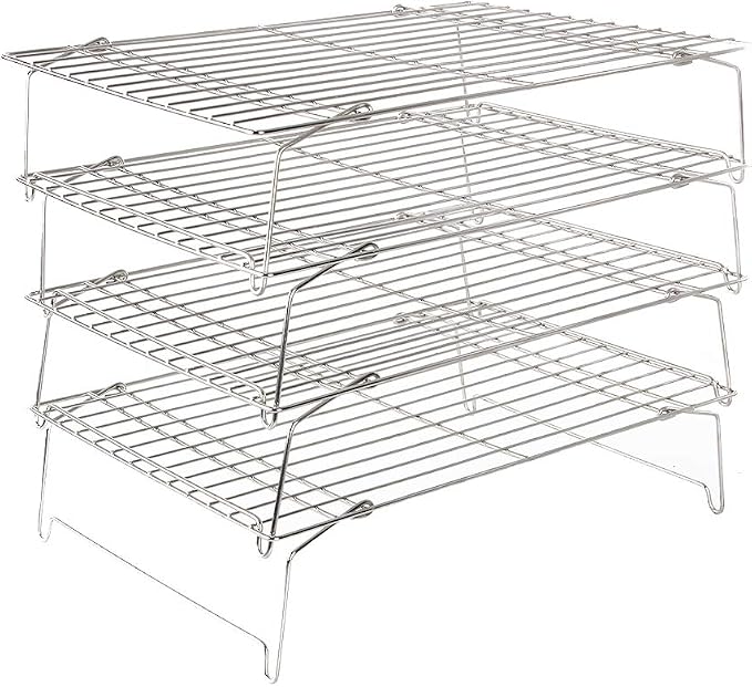 FlagShip Cooling Baking Rack Set of 4, 100% 304 Stainless Steel Wire Baking Rack, Stackable Cooling Cooling Roasting Cooking - 14.4''x10.43''