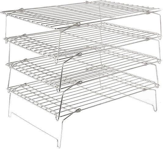 FlagShip Cooling Baking Rack Set of 4, 100% 304 Stainless Steel Wire Baking Rack, Stackable Cooling Cooling Roasting Cooking - 14.4''x10.43''