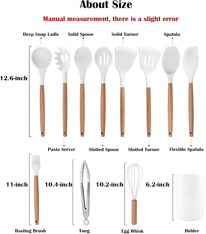 1pc White Silicone Flexible Spatula Set with Wooden Handle, Heat Resistant Cooking Utensils Rubber Spatula Non-Stick Flexible Scrapers Baking Mixing Tool