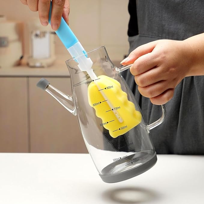 Oil Dispenser for Kitchen, 34OZ Glass Oil Bottle with Drip Free Spout and Non Slip Bottom, High Borosilicate Glass, 1000ml Capacity for Olive Oil, Vinegar, Soy Sauce, Cooking (1000ml)