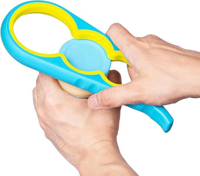 Bloss Jar Opener Bottle Opener for Seniors, Weak Hands and Arthritis, Blue | Anti-Slip Rubber Strip Inside,Eight Sizes of Circular Openings,Cap and Bottle Great Kitchen Gadgets,Useful Gifts for Elderly
