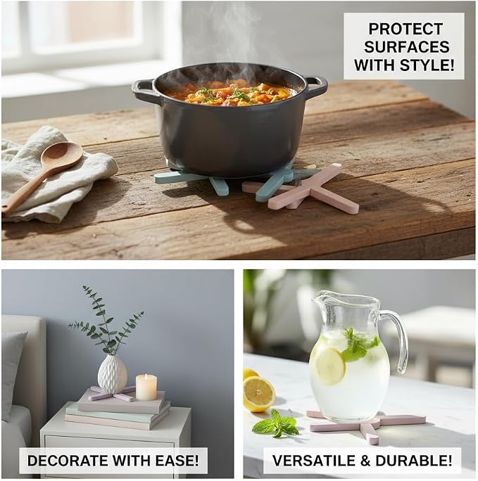 Foldable Silicone Trivets, 4 PCS Expandable Trivets for Dishes, Hot Pots and Pans Anti-Slip Heat Water Resistant Silicone Hot Pads/Pot Holders
