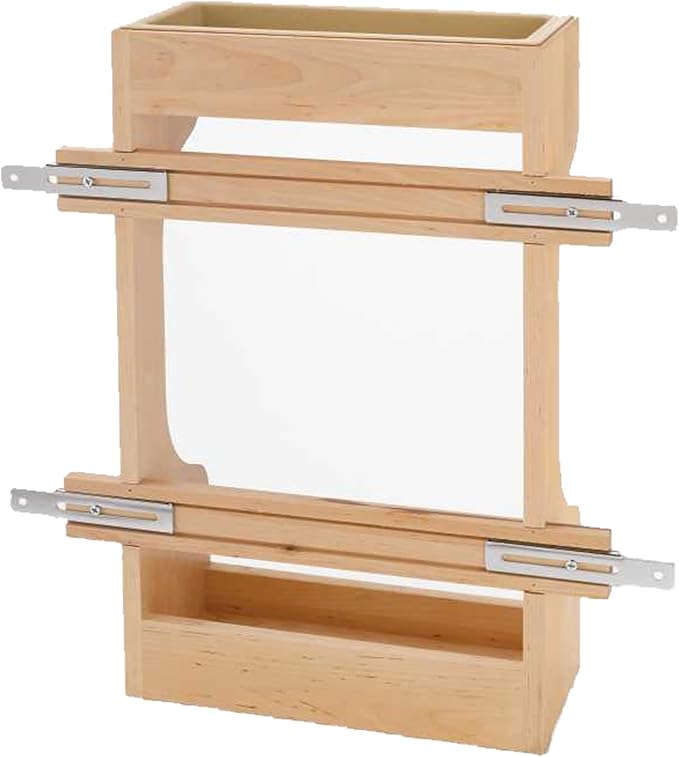 Rev-A-Shelf Dual Shelf Under Sink Organizer for Kitchen and Bathroom Cabinets, 36" Sink Base Vanity Storage, Inside Door Mount, Maple Wood, 4SBSU-18