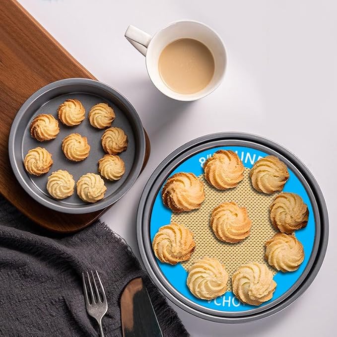Silicone Baking Mats, Set of 4, Round dia 8 Inch, Non Stick, BPA Free, Baking Sheet Pan Liner for Cake,Pizza,Cookies,Macaron,Bread,Pastry,Toaster (Multi Colors, Round-dia 8 inch)