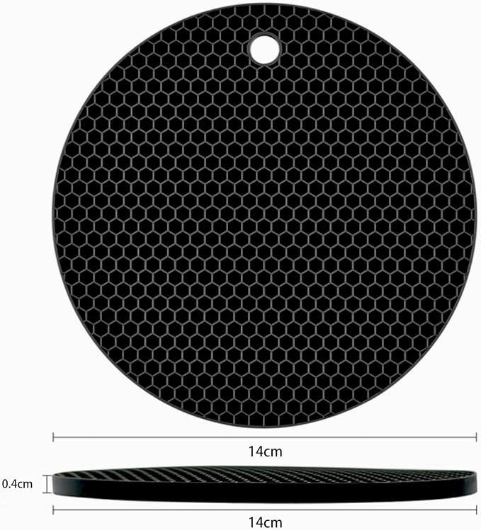 Silicone Non-Slip, Heat Resistant & Water-Trapping Trivet Mats for Water Glasses & Teacup & Coffee Cup & Dishes & Cookware, Multipurpose Kitchen Table Coaster, 5.5-Inch, 3 Pcs, Black