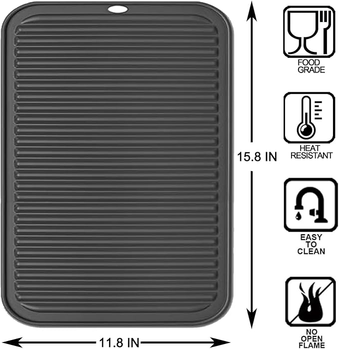 Extra Large Silicone Trivets for Hot Pots and Pans 16x12 Inch, Heat Resistant Hot Pads for Countertops, Hot Dishes, Pot Holders for Kitchen, 4 Piece, Black