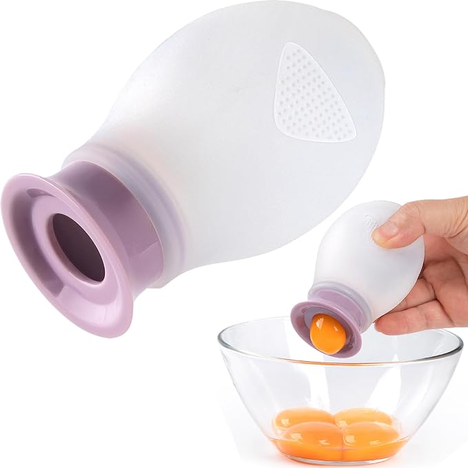 Egg Separator for Raw Eggs, Silicone Egg Separator, Easy Yolk Separation | Cute Egg Separator for Baking and Cooking, Swallow Release, Food-Grade Silicone, Dishwasher Safe