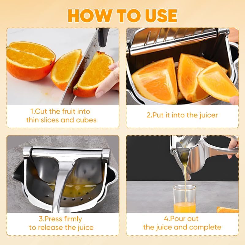 Manual Juicer, Hand Press Juicer Squeezer for Efficient Juice Extraction - Aluminum Alloy Citrus Press for Lemon,Orange,Lime,Grapefruit,Pomegranate (medium 2PCS)