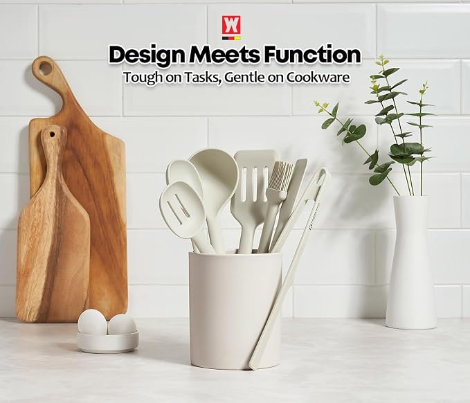 Wagensteiger Light Gray Silicone Slotted Spatula: Cooking Turner with Heat Resistant, Non-stick Cookware Safe, Gentle Head Design, BPA Free (11.81inch x 3.15inch)