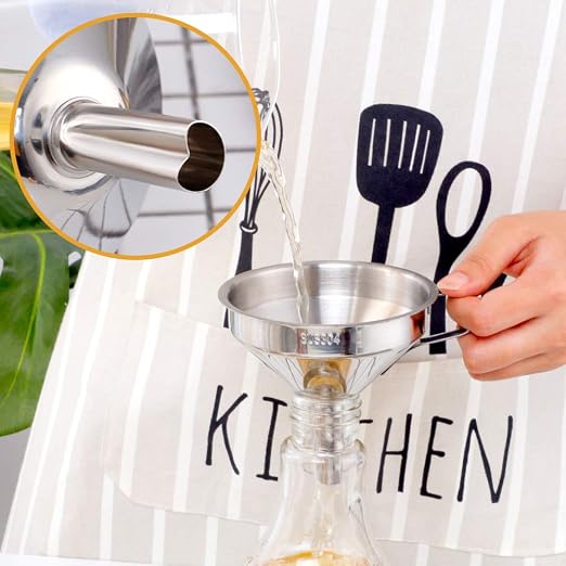 Buyer Star 2PCS Funnel with Detachable Filter,18/8（304） Stainless Steel, Food Grade Metal Kitchen Funnels (Silver)