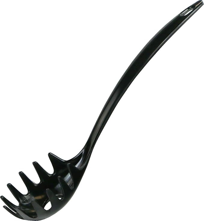 Spaghetti Spoon, Pasta Server, Fork with Ergonomic Handle, Heat Resistant, BPA Free11.5 inch Melamine Utensil by Reston Lloyd, 6 piece set, Black
