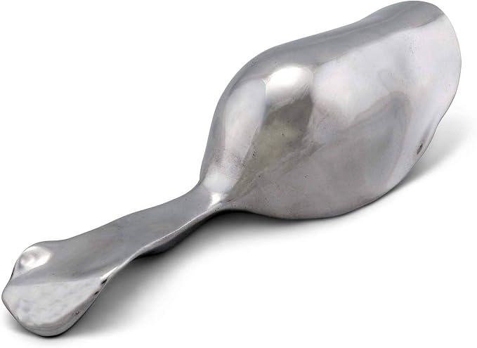 Arthur Court Modern Carmel Pattern Metal Handle Bar Ice Scoop, Dry Bin Scoop, Dry Goods Scoop, Candy Scoop, Spice Scoop Sand Casted and Hand Polished Aluminum 8 inch Long