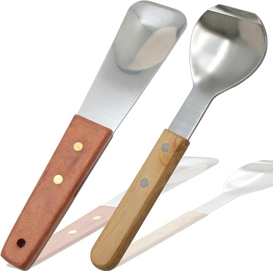 2 Pack Ice Cream Spade Set, Stainless Steel Ice Cream Scoop with Wooden Handle Butter Cutter Cake Scraper Essential Kitchen Tool