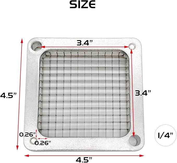 1/4" Replacement Chopper Blade, 440C Stainless Steel Blade for Commercial Vegetable Dicer Fruit Cutter, Interchangeable Blade&Pusher Block Set