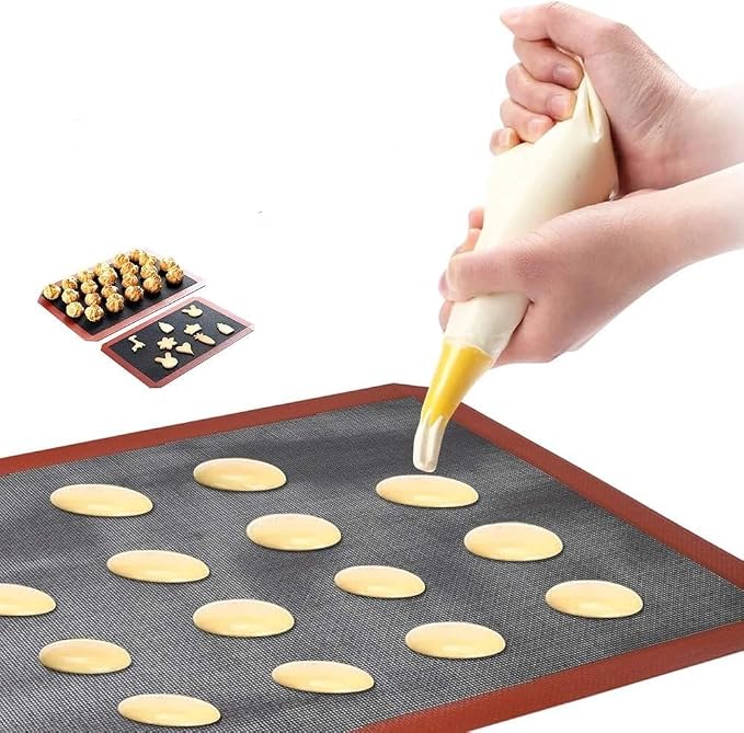 Hermerlee Perforated Silicone Baking Mats, 2 PCS Eclair Silicone Mat for Half Sheet，Tray Pan Liners Perfect Bakeware for Making Cookies, Macarons, Bread and Pastry,11.8"x 15.7" (Right Angle)