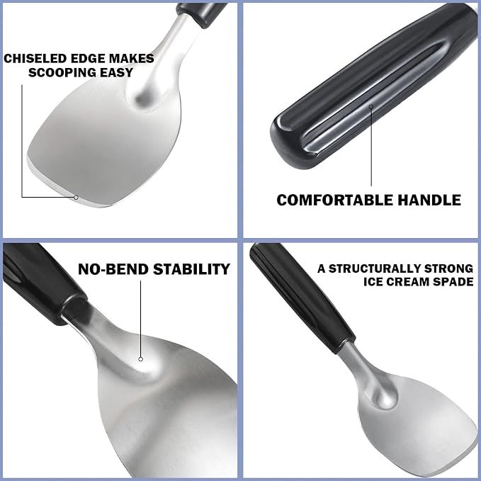 2 Pack Ice Cream Spade - Stainless Steel Flat Ice Cream Paddle, Scooper for Hard or Creamy Dessert Spade Butter Cutter