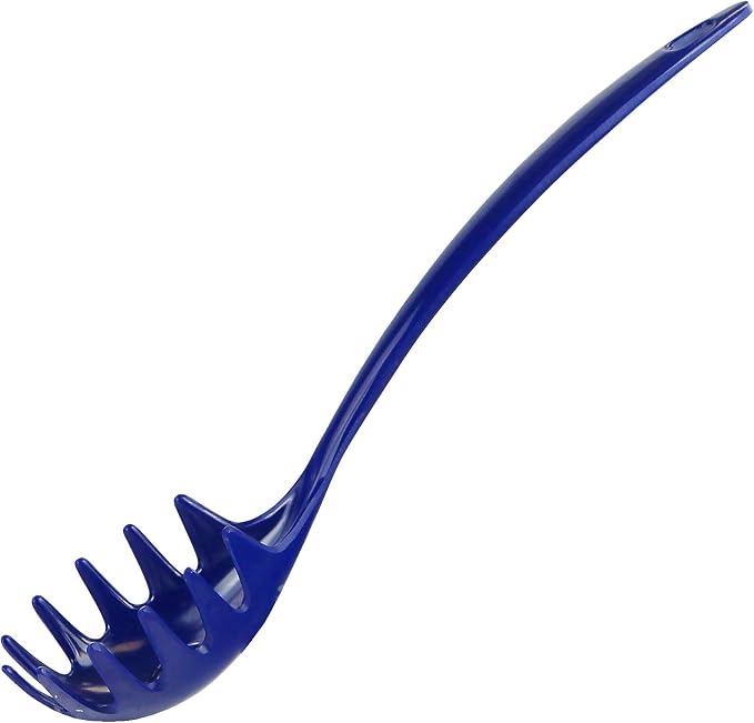 Spaghetti Spoon, Pasta Server, Fork with Ergonomic Handle, Heat Resistant, BPA Free,11.5 inch Melamine Utensil by Reston Lloyd, Indigo