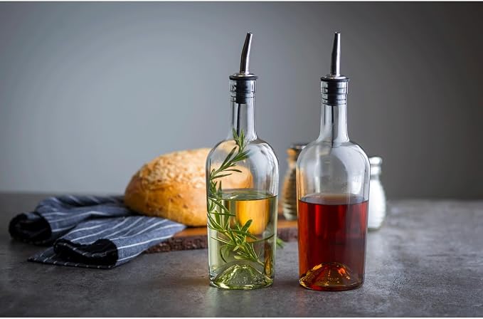 Tablecraft Home Glass Syrup Bottle with Vented Stainless Steel Pourer - 518ml