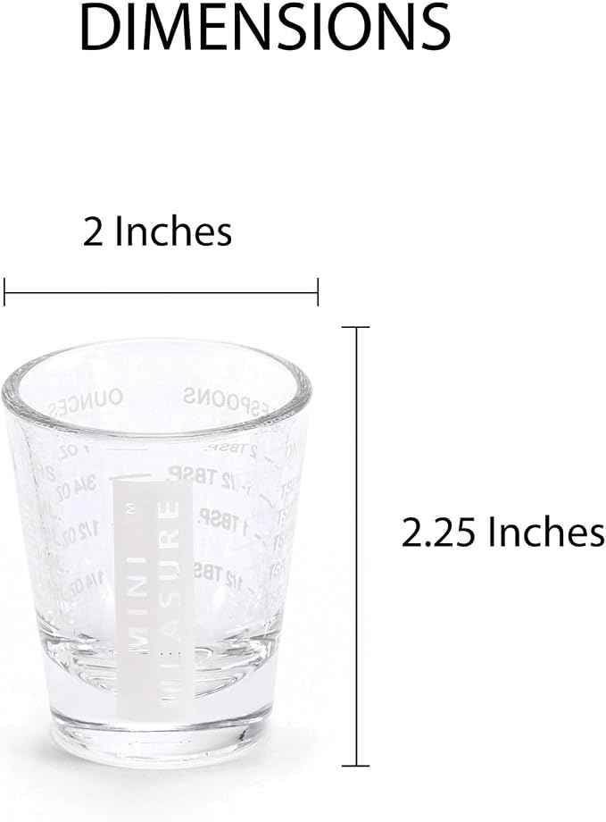 Kolder Mini Measure Heavy Glass, 20-Incremental Measurements Multi-Purpose Liquid and Dry Measuring Shot Glass, White, Set of 3