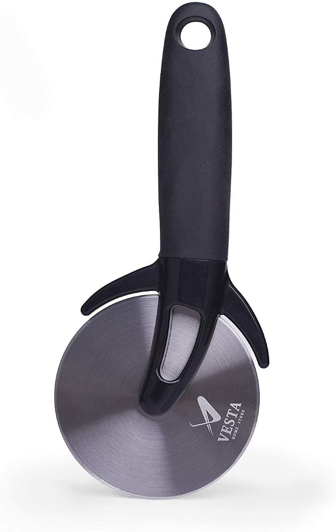 Premium Professional Pizza Cutter Wheel By VestaHomeStore - With Sharp Angled Stainless Steel Blade, Ergonomic Anti-Slip Handle & Durable Blade Cover - Ideal For Pizza, Pies, Waffles and Dough Cookies