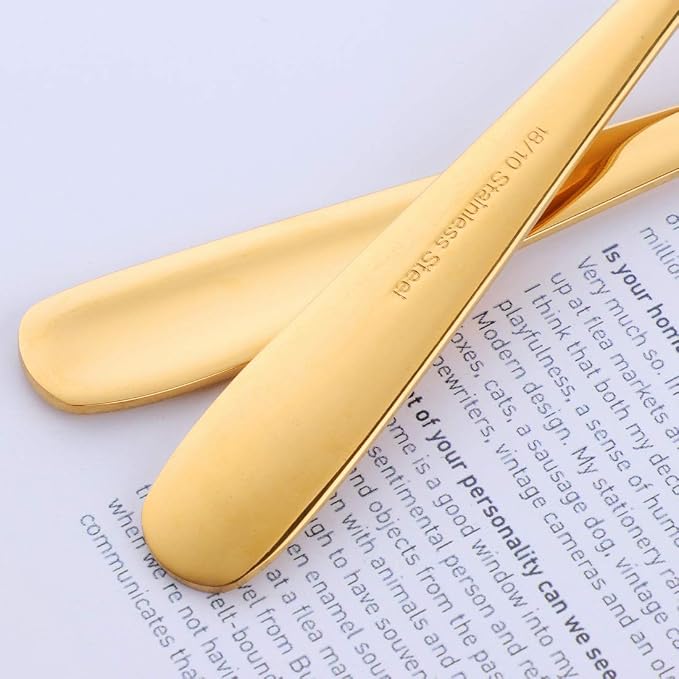 Buyer Star Bouillon Spoon Sets, 7-Inch Round Soup Spoons, Stainless Steel Finished Table Dinner Spoons