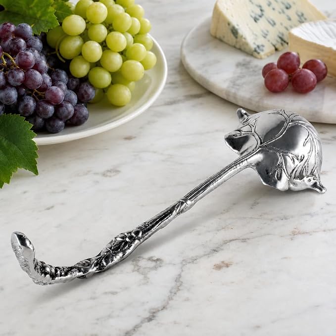 Arthur Court Grape Pattern Aluminum Serving Ladle - Elegant Punch/Soup Ladle for Entertaining - 12 Inch Long