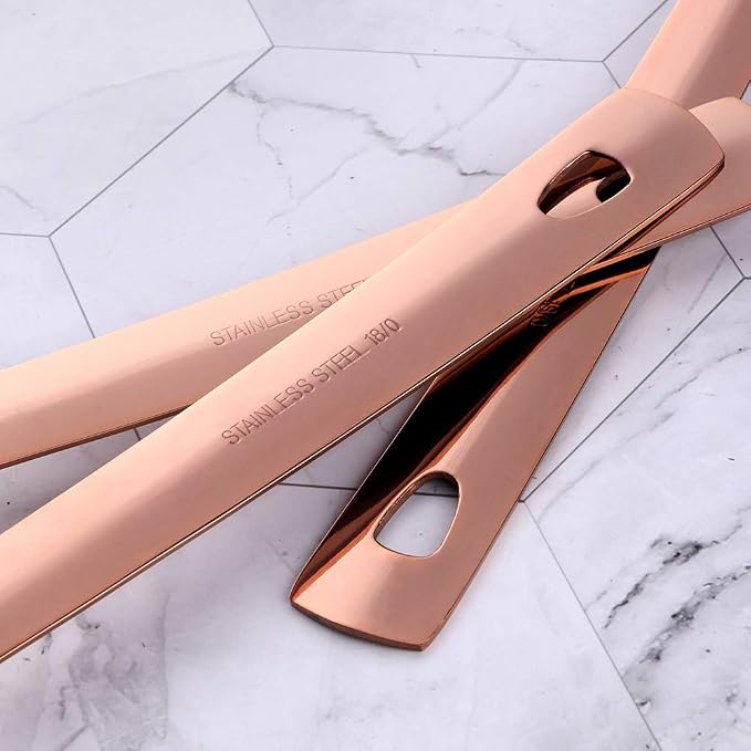12 Pcs Cooking Utensil Set, Stainless Steel Rose Gold Titanium Plated Cookware Sets with Public Fork/Spoon, Cake Shovels, Spatula, Ladles, Solid Spoon, Slotted Spoon, Pasta Server, Kitchen Tool Gadget