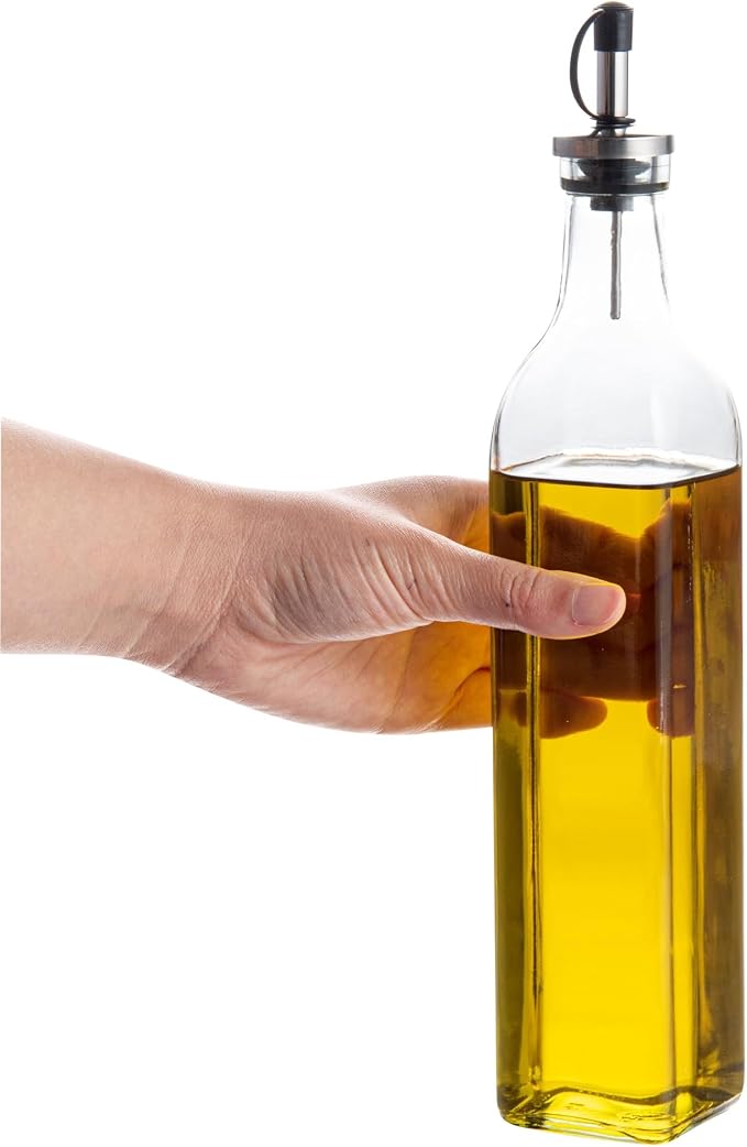 Restaurantware-Chef 101 16.9 Ounce Olive Oil Dispenser, 1 Kitchen Oil Dispenser Bottle - With Stopper Spout, Non-Leaking, Clear Glass Pourer, For Cooking Or Salad Dressings