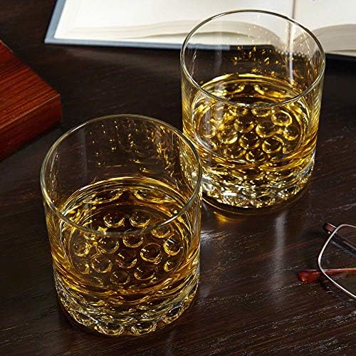 Personalized Liquor Glass Set with Whiskey Stones for Bourbon and Scotch by HomeWetBar - Whiskey Bar Glassware and Accessories