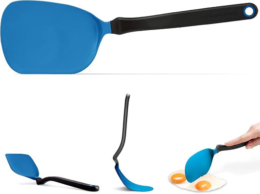 Dreamfarm Chopula Non-Stick-Safe Super-Flexible Sit-Up Spatula with Strong Flat Edge to Separate Food - 12" Classic Blue | Non-stick cookware safe, heat resistant, thin, flexible flipper, turner and food chopper with sit-up, no-mess handle, 12"