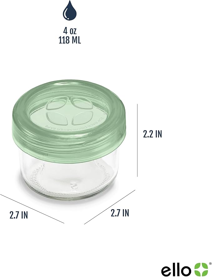 Ello Color Lock 4oz Glass Condiment Containers with Lids, 3 Pack, Desert Festival