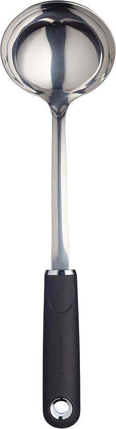 MasterClass Soup Ladle with Soft Grip Handle, Stainless Steel, 34 cm