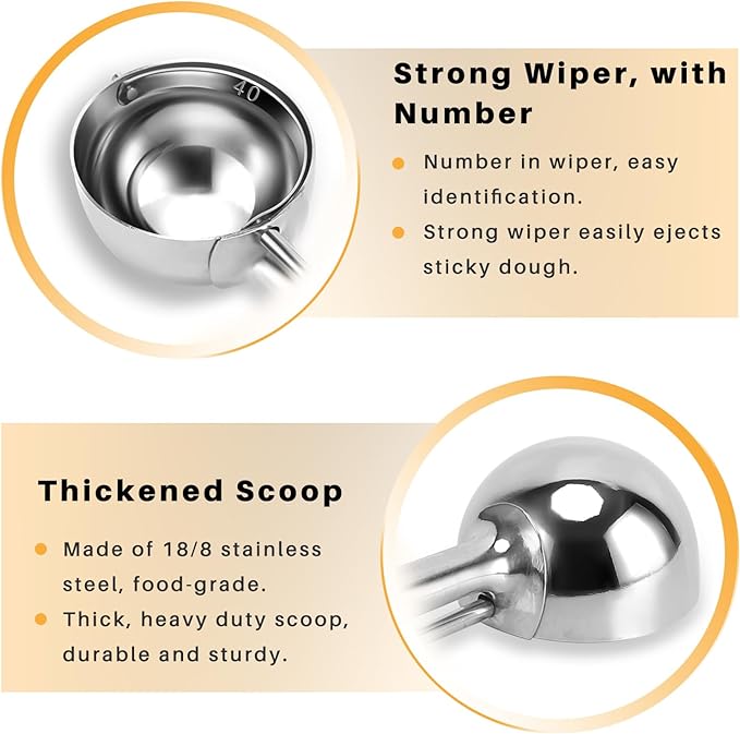 Fayomir Cookie Scoop Set - Small/1 Tbsp, Medium/2 Tbsp, Large/3 Tbsp - Cookie Dough Scoop, Cookie Scoops for Baking Set of 3, Heavy-Duty 18/8 Stainless Steel Melon Baller Scoop Ice Cream Scoop