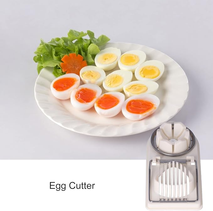 Egg Slicer 3-in-1 Eggs Cutter Multipurpose Boiled Egg Cut Slicers Stainless Steel Wire Egg Separator for Cutting Hard-Boiled Eggs Fruit Strawberry Banana(white)