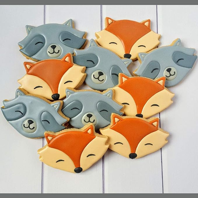 Ann Clark Animal Faces Cookie Cutters 5-Pc. Set (Cat, Dog, Bear, Raccoon/Fox, Bunny) Made in USA