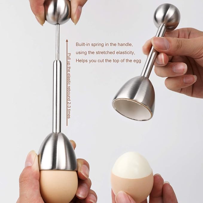 Egg Cracker Topper Cutter for Soft Boiled Eggs Stainless Steel Shell Remover Separator Kitchen Tool