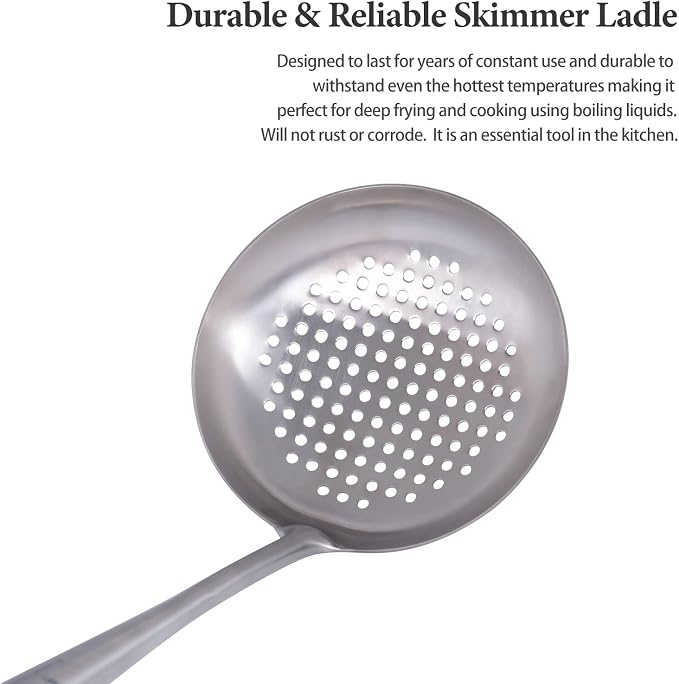 iBasingo&Boundless Voyage Titanium Skimmer Ladle Lightweight Cooking Tool with Wood Handle Food Strainer Colander Kitchen Tools US-Ti5005P