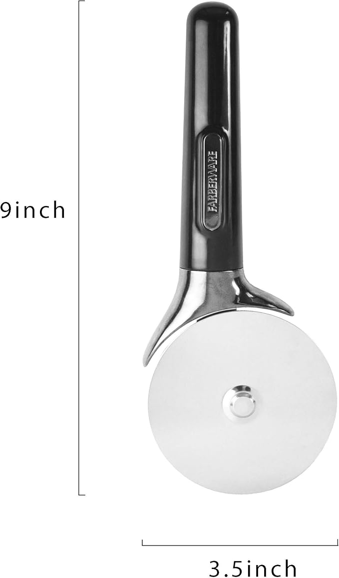Farberware Professional Stainless Steel Pizza Cutter, 9.37-Inch, Black