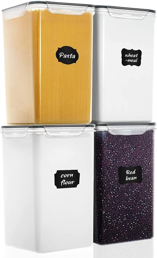 M MCIRCO Extra Large 4 Pack, 6.5L/7qt/220oz Tall Food Storage Containers | Plastic Airtight Kitchen Pantry Storage Containers for Flour, Sugar, Airtight, BPA Free, Food Grade Material