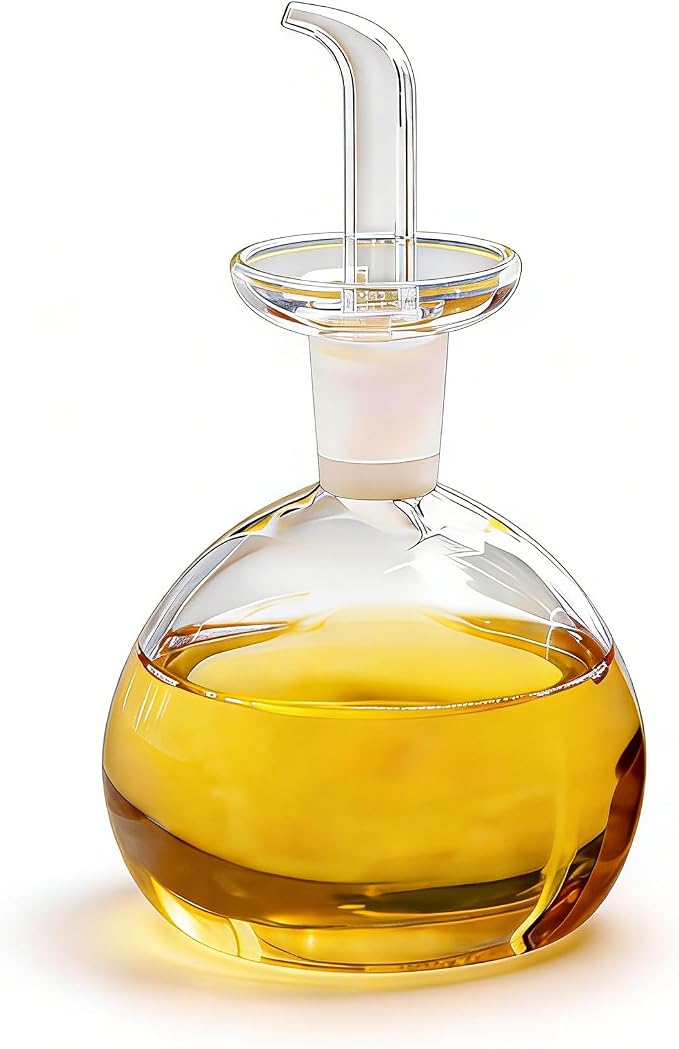 ELETON Cylindrical 16 oz Olive Oil Dispenser Bottle Glass with No Drip Spout -Olive Oil & Vinegar Dispenser Glass Cruet Decanter- Glassware Seal Handicraft Easy Clean Drip Free Bottles for Kitchen