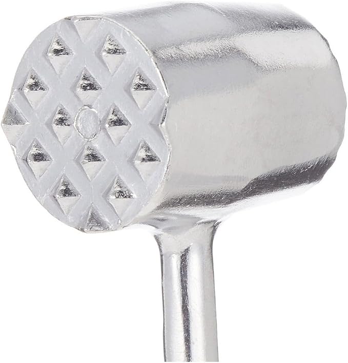 Metaltex Meat Tenderiser-Tenderizer Mallet for Kitchen and BBQ, Sturdy Stainless Steel Steak Pounder Hammer, 200g, aluminium, Silver