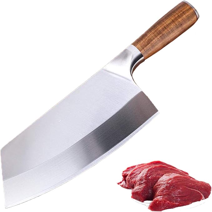 8 inch Chinese Cleaver Knife - High Carbon Stainless Steel with Comfortable Pakkawood Handle - Gift Box Included
