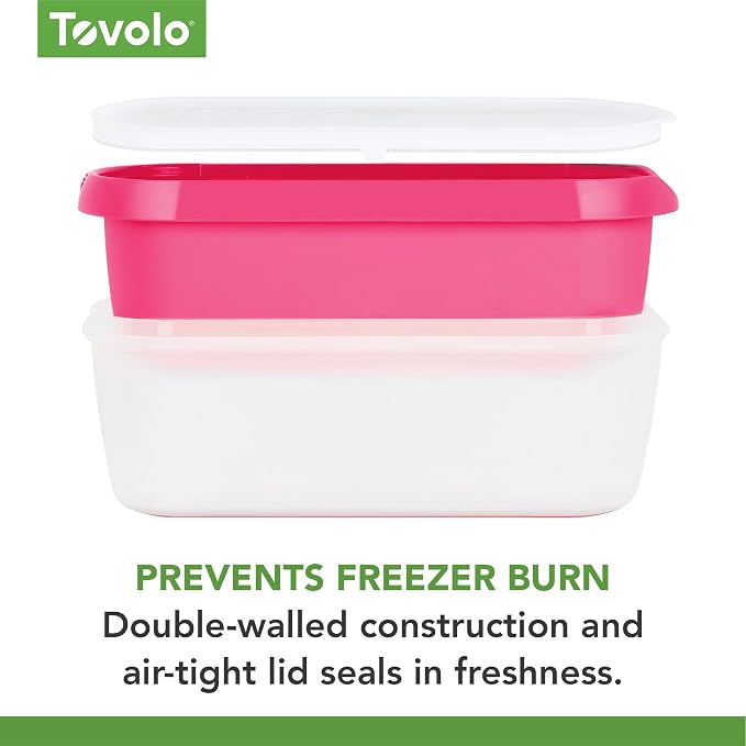 Tovolo Ice Cream Containers for Homemade Ice Cream Raspberry Tart Magenta, Glide A Scoop Ice Cream Tub for Reusable Ice Cream, 1.5 Quart BPA Free Insulated Freezer Safe Ice Cream Container with Lid
