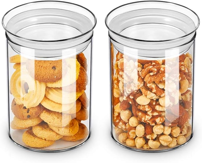 ZENS 27oz Glass Jars with Airtight Lid Set of 2, Clear Glass Storage Containers, Glass Kitchen Canisters with Airtight Lids, Coffee Jars for Brown Sugar, Pantry Organization | Thick Borosilicate Glass Canisters with Airtight Lids for Herbs, Thick Boros...