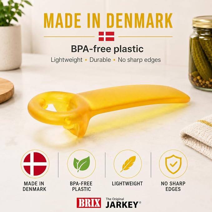 Brix Original Easy Jar Key Opener, Frosted Yellow, Vacuum-Seal Release Tool For Stubborn Lids, Arthritis And Carpal Tunnel Aid