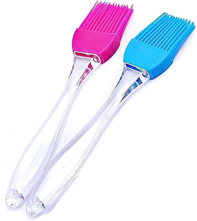AXN Flat Pastry Brush | Multi-Purpose Silicone Durable Easy Use | Oil Cooking Brush for Grilling, Tandoor, Cooking, Baking, BBQ | Brush for Cooking | Cooking Tools | Multicolor - Set of 2